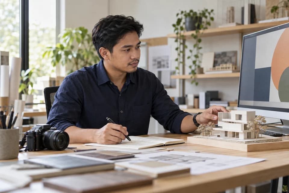 Male professional in a representative design, sales & media workplace
