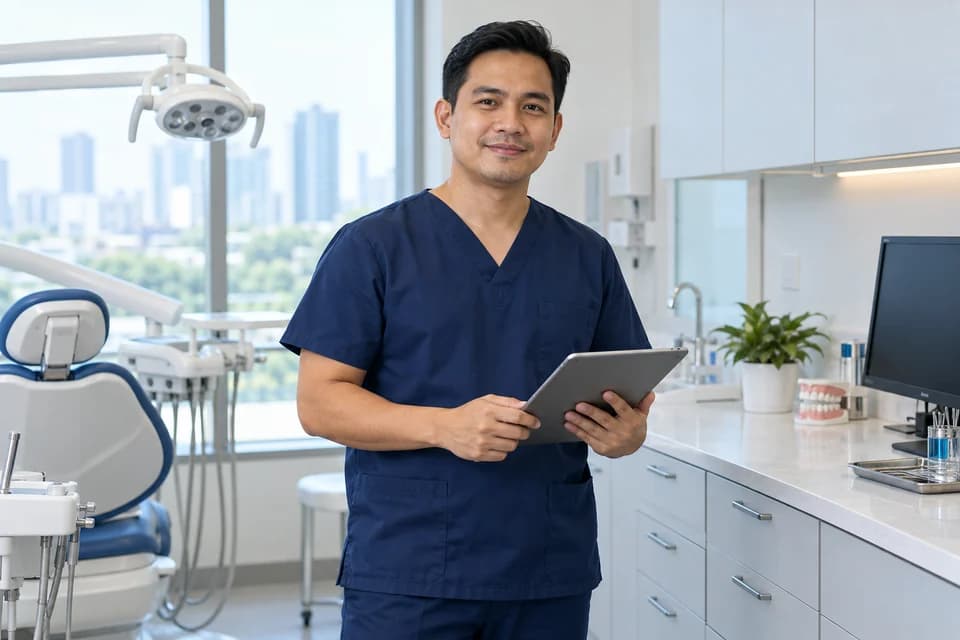 Male professional in a representative healthcare & dental workplace