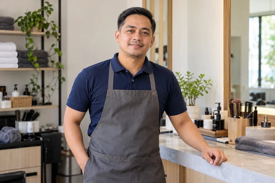 Male professional in a representative personal care & services workplace