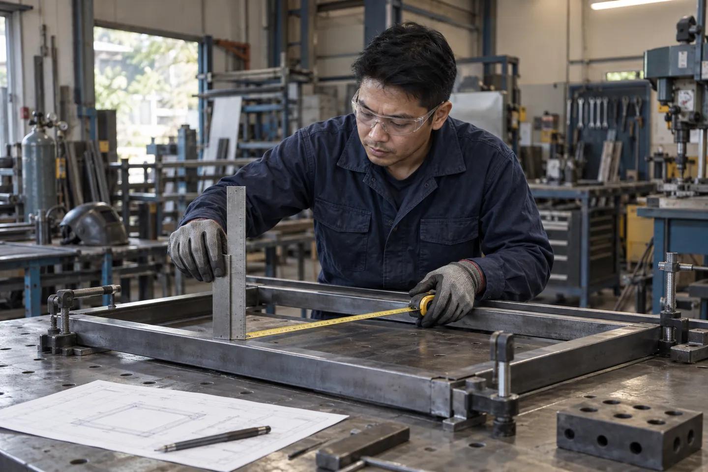 AI-generated illustration of a Filipino worker performing fabricator work