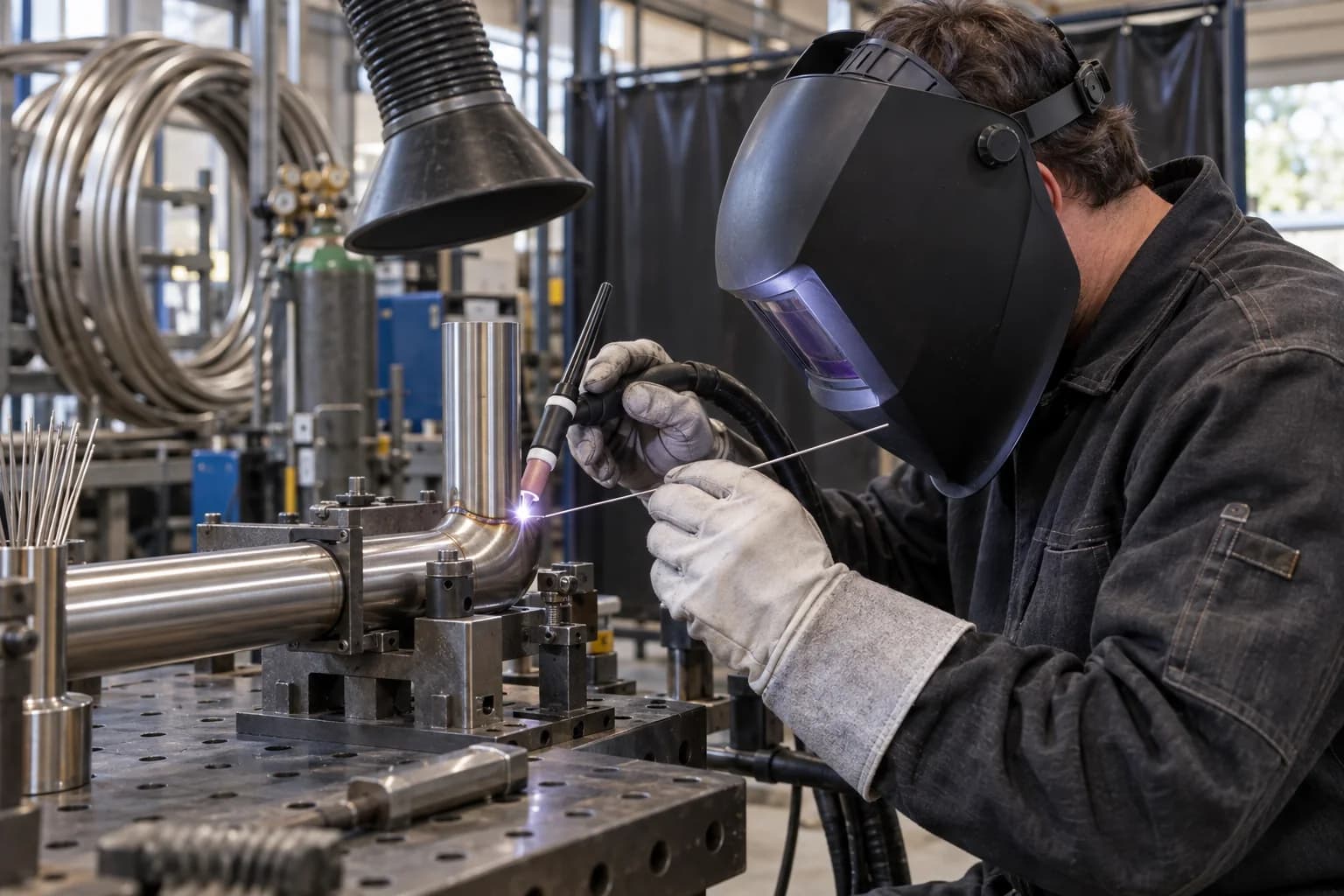 AI-generated illustration of mig mag / tig welder work; not a photograph of a confirmed employer or workplace