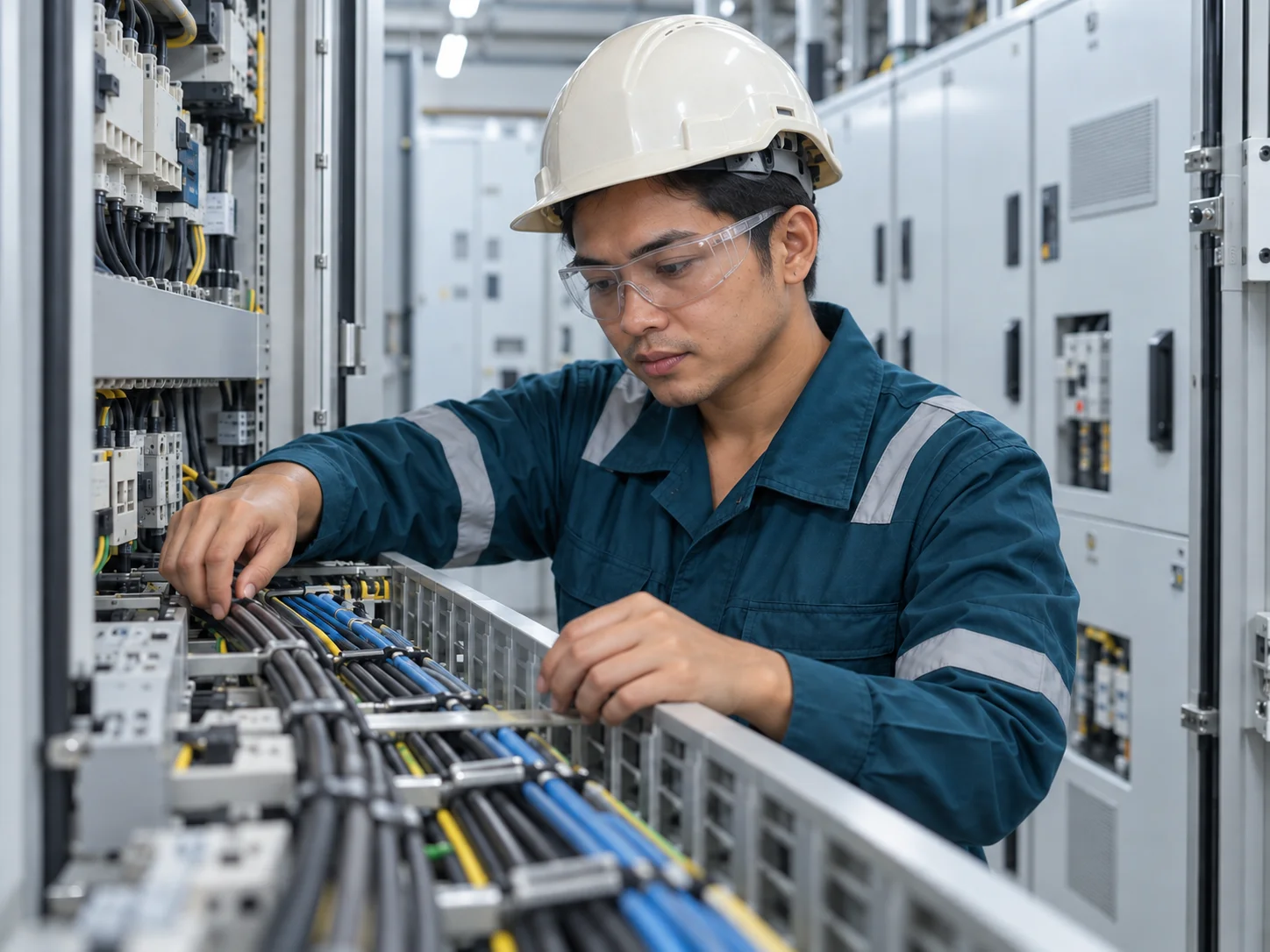 Male professional in a representative electrical workplace