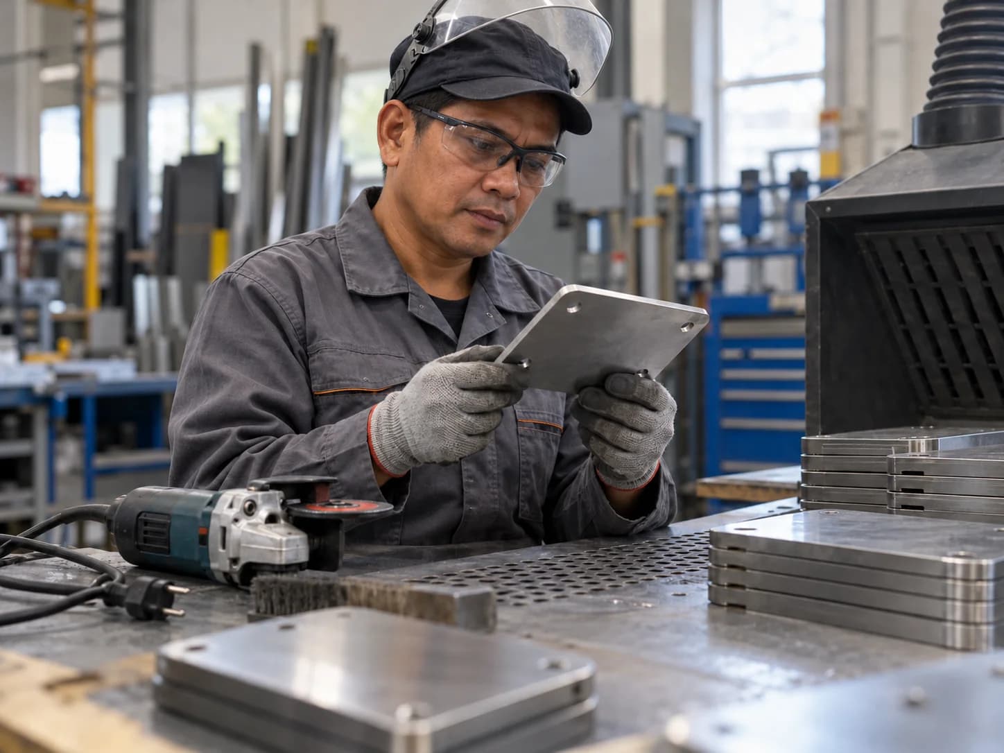 Male professional in a representative industrial finishing workplace